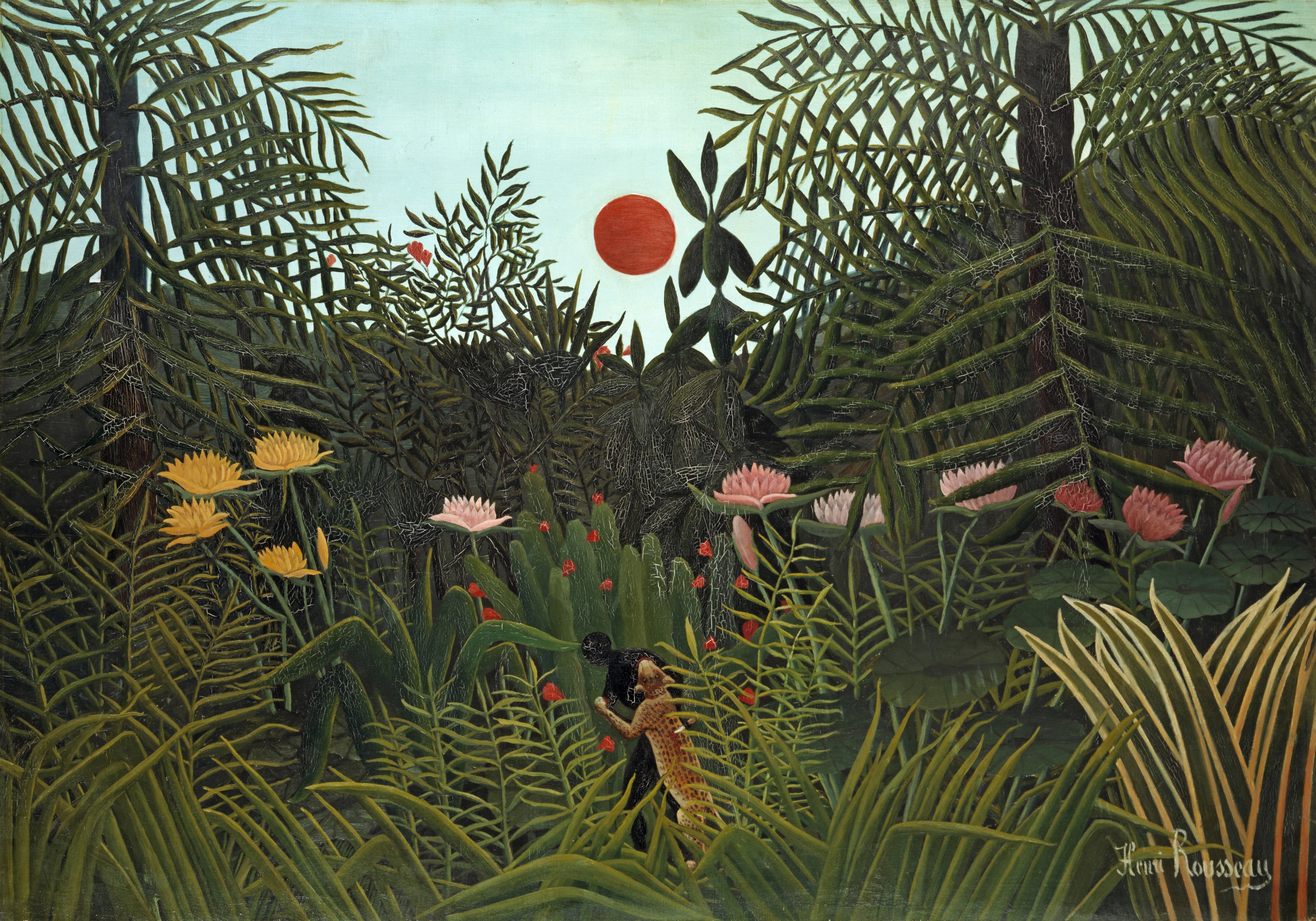 Henri Rousseau (Le Douanier), Jungle with Setting Sun, 1910. Kunstmuseum Basel