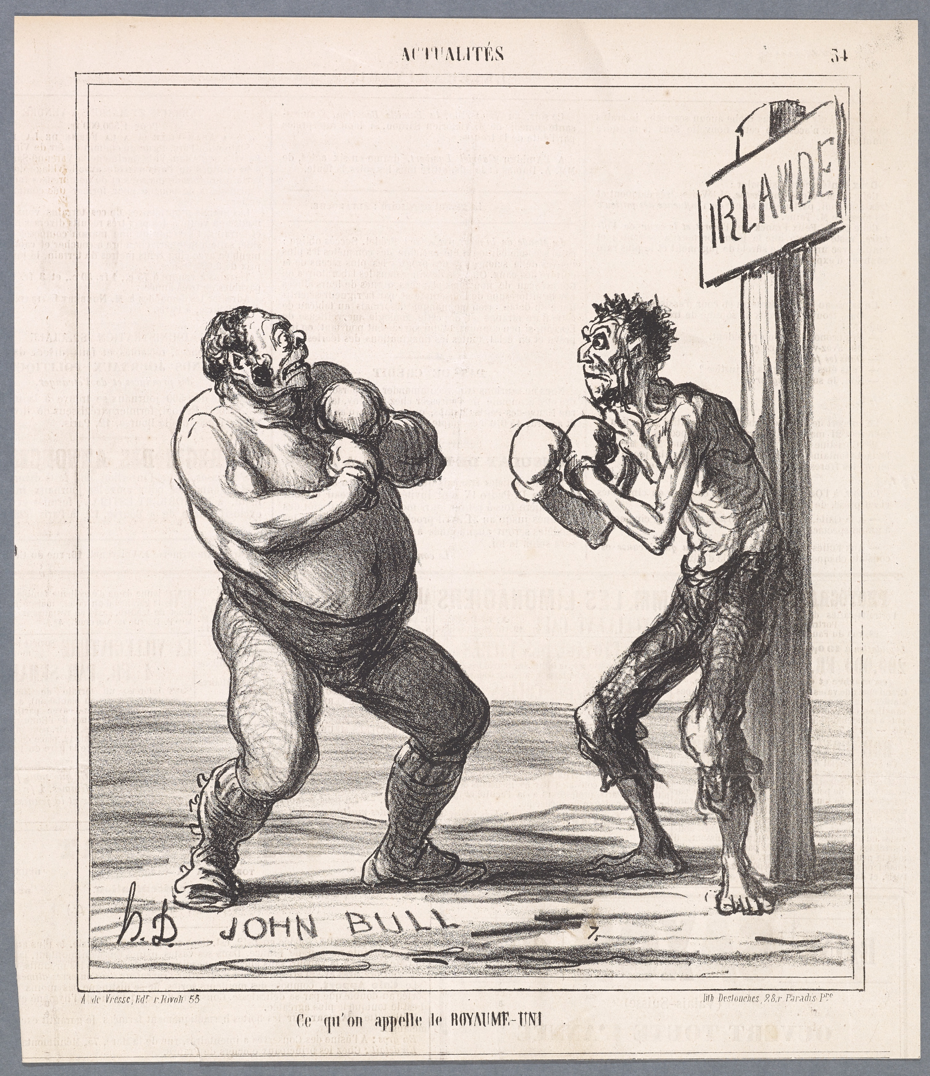 Honoré Daumier, *Ce qu’on appelle le Royaume-Uni*, no. 34 from the series *Actualités*; published in *Le Charivari*, March 21, 1866
