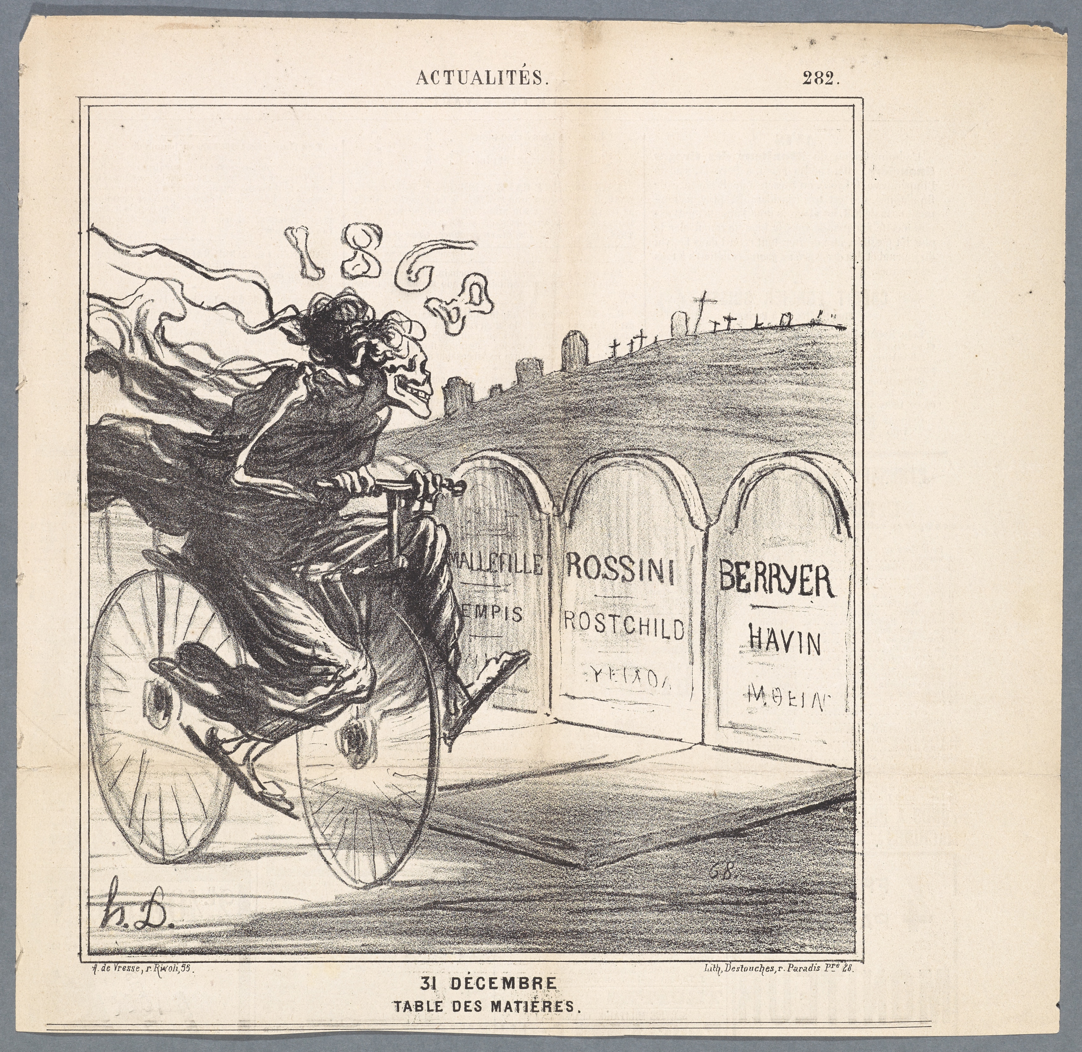 Honoré Daumier, 31 Décembre: *Table des matières*, no. 282 from the series *Actualités*; published in *Le Charivari*, December 31, 1868