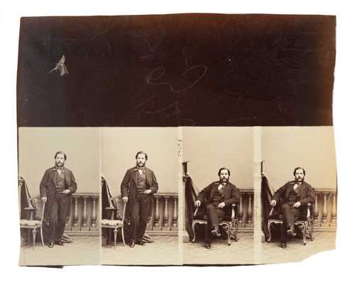 André Adolphe-Eugène Disdéri, Porträts mit Motte, Albuminabzug (Carte de visite-Kontaktabzug), 1860–1870
© als Sammlung by Jacques Herzog und Pierre de Meuron Kabinett, Basel.