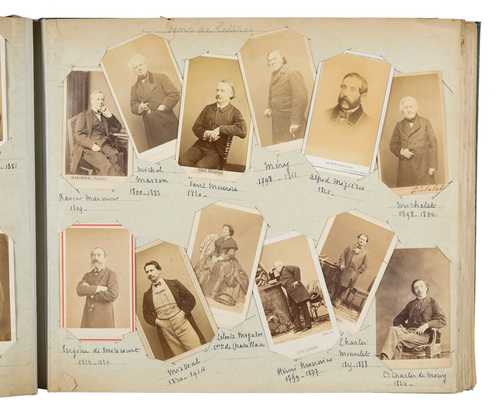 Carte de Visite-Album aus Frankreich, Pierre Petit, Charles Reutlinger, Pierre Etienne Carjat, Legé & Bergeron et al., Porträts von Malern und Bildhauern, Albuminabzüge, 1860–1875
© als Sammlung by Jacques Herzog und Pierre de Meuron Kabinett, Basel.
