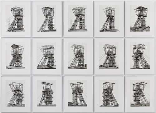 Bernd und Hilla Becher, Shaft Towers, silver gelatine prints on baryta paper, 1967–1982